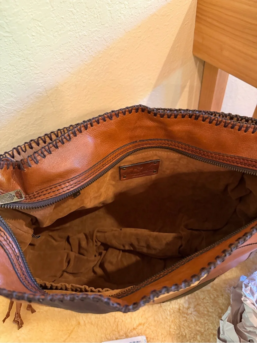 NEW PATRICIA NASH Vincenzo Zig Zag Patchwork Hobo Purse Leather